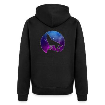 Wolf - Unisex Premium Organic Zip Hoodie - black - Back - Nico (187cm)