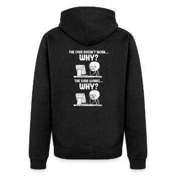 Programmierer - Unisex Premium Bio Zip Hoodie - Schwarz - Hinten - Nico (187cm)