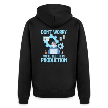 Programmierer Code Informatik Coder Programmieren - Unisex Premium Bio Zip Hoodie - Schwarz - Hinten - Nico (187cm)