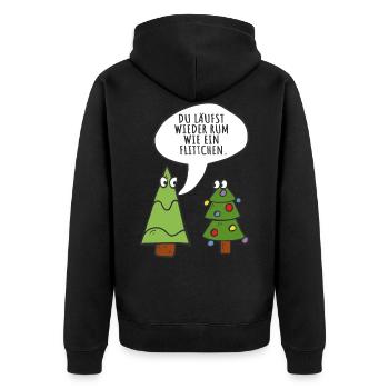 Lustige Tannen Weihnachtsbäume - Unisex Premium Bio Zip Hoodie - Schwarz - Hinten - Nico (187cm)