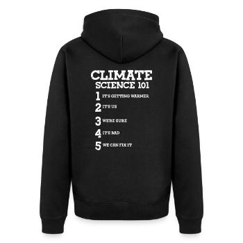 Le changement climatique - Veste à capuche bio Premium Unisexe - noir - Dos - Nico (187cm)