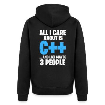 Programmierer C++ Code Coder Programmieren - Unisex Premium Bio Zip Hoodie - Schwarz - Hinten - Nico (187cm)