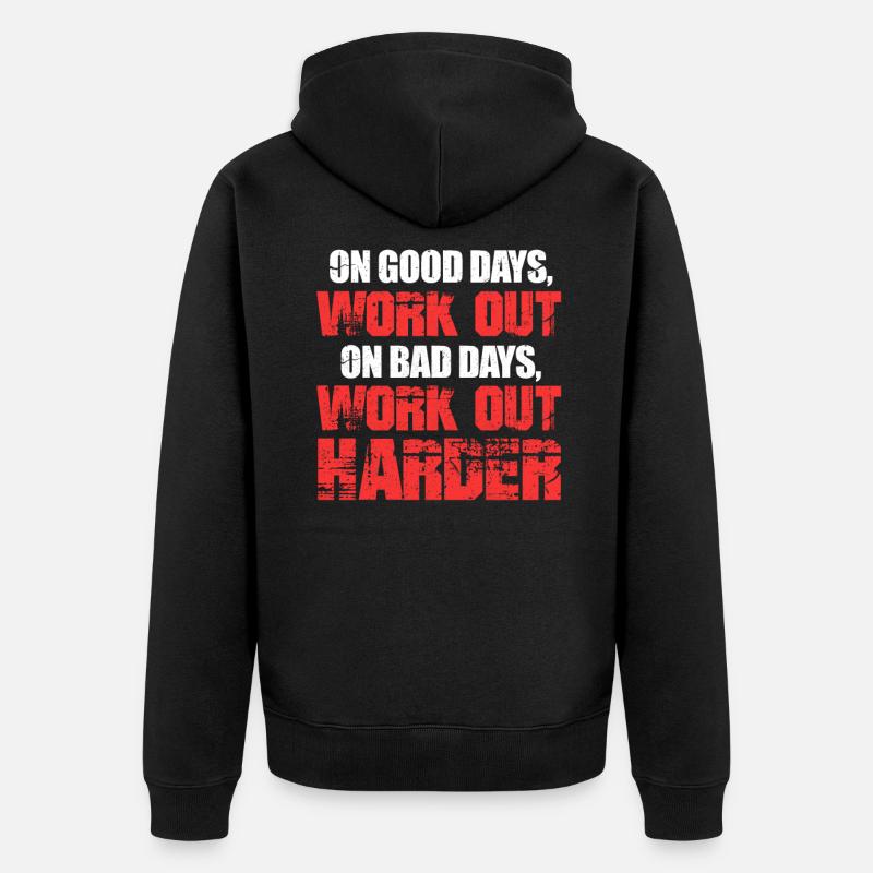Workout - Unisex Premium Bio Zip Hoodie - Schwarz