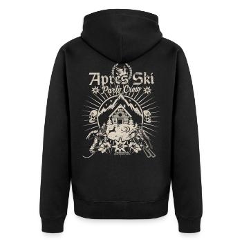 Apres Ski Party Crew - Unisex Premium Bio Zip Hoodie - Schwarz - Hinten - Nico (187cm)