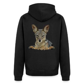 Chacal - Faune - Safari - Afrique - Savane - Veste à capuche bio Premium Unisexe - noir - Dos - Nico (187cm)