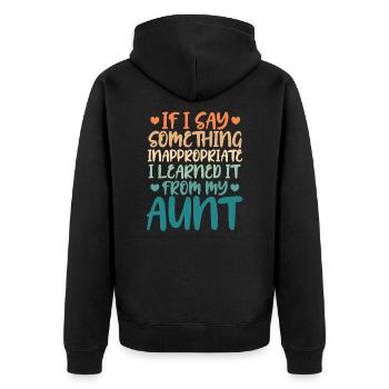 Aunt niece nephew - Unisex Premium Organic Zip Hoodie - black - Back - Nico (187cm)