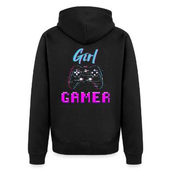 Fille gamer - Veste à capuche bio Premium Unisexe - noir - Dos - Nico (187cm)