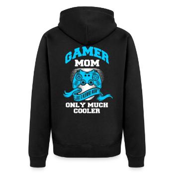 Gamer Mom Like a normal mom only much cooler - Unisex Premium Bio Zip Hoodie - Schwarz - Hinten - Nico (187cm)