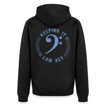 Bass Clef Blue - Symbole Musical Vintage - Veste à capuche bio Premium Unisexe - noir - Dos - Nico (187cm)