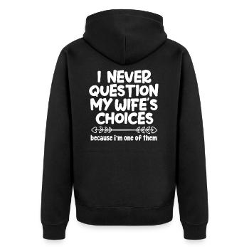 Ehefrau Ehemann Ehe Liebe Valentinstag Geschenk - Unisex Premium Bio Zip Hoodie - Schwarz - Hinten - Nico (187cm)