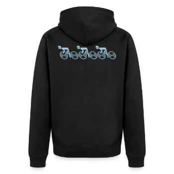 3 racing cyclists (racing bike, bicycle, cyclist / L <–R) - Unisex Premium Organic Zip Hoodie - black - Back - Nico (187cm)