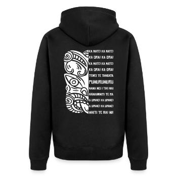 Haka Neuseeland Rugby - Unisex Premium Bio Zip Hoodie - Schwarz - Hinten - Nico (187cm)