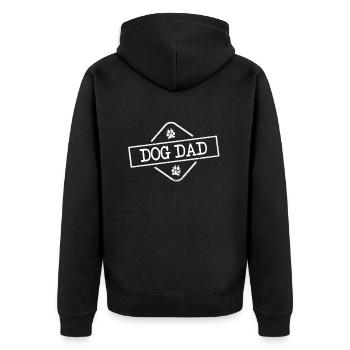 Dog Dad Hund - Unisex Premium Bio Zip Hoodie - Schwarz - Hinten - Nico (187cm)