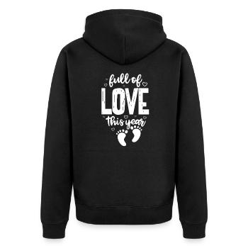 Schwangerschaft Schwanger Babybauch Baby Geschenk - Unisex Premium Bio Zip Hoodie - Schwarz - Hinten - Nico (187cm)