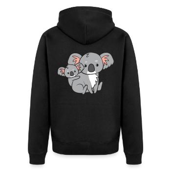 Koala - maman avec enfant dans le dos - Veste à capuche bio Premium Unisexe - noir - Dos - Nico (187cm)