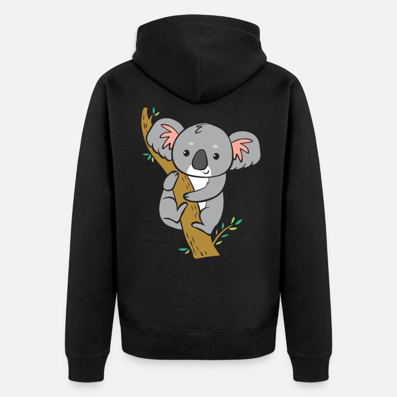 Koala - regarde de l'arbre. - Veste à capuche bio Premium Unisexe - noir