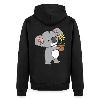 Koala - avec fleur - Veste à capuche bio Premium Unisexe - noir - Dos - Nico (187cm)