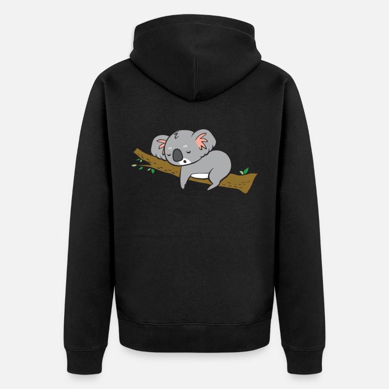 Koala - schläft auf Ast - Unisex Premium Bio Zip Hoodie - Schwarz