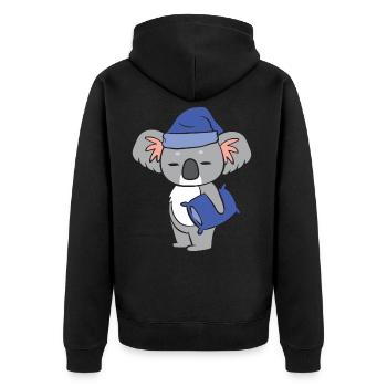 Ein müder Koala. - Unisex Premium Bio Zip Hoodie - Schwarz - Hinten - Nico (187cm)