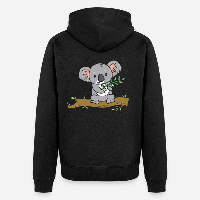 Koala - avec eucalyptus sur arbre - Veste à capuche bio Premium Unisexe - noir