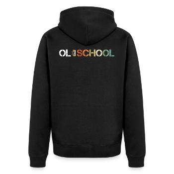 Old School Cassette - Vintage - Unisex Premium Organic Zip Hoodie - black - Back - Nico (187cm)