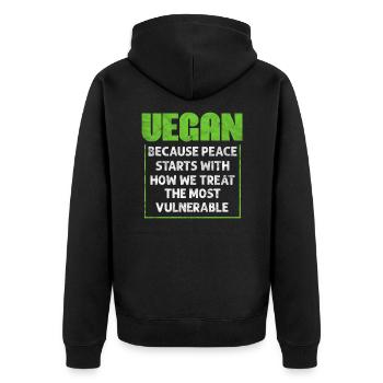 végétalien - Veste à capuche bio Premium Unisexe - noir - Dos - Nico (187cm)
