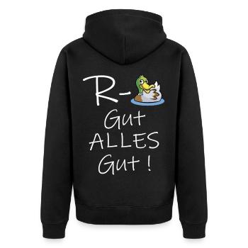Rente Ente Gut alles gut endlich Rentner Rentnerin - Unisex Premium Bio Zip Hoodie - Schwarz - Hinten - Nico (187cm)