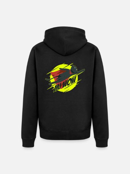 MI WOW Flying Superhero Cat - Unisex Premium Organic Zip Hoodie - black