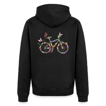 Vélo avec fleurs - Veste à capuche bio Premium Unisexe - noir - Dos - Nico (187cm)