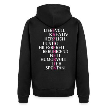 Erzieherin Kindergarten und Erziehung - Unisex Premium Bio Zip Hoodie - Schwarz - Hinten - Nico (187cm)