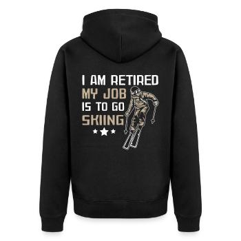 I am retired my job is to go skiing - Unisex Premium Bio Zip Hoodie - Schwarz - Hinten - Nico (187cm)