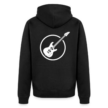 Gitarre und E-Gitarre Symbol - Unisex Premium Bio Zip Hoodie - Schwarz - Hinten - Nico (187cm)