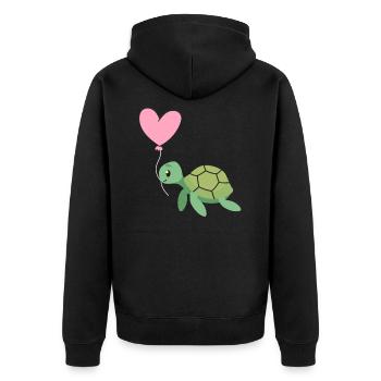 Valentine's Day Turtle Heart Love - Unisex Premium Organic Zip Hoodie - black - Back - Nico (187cm)