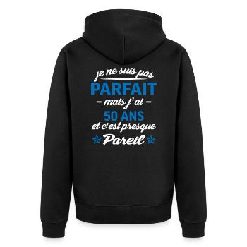 50 ans cadeau d'anniversaire pour papa - Veste à capuche bio Premium Unisexe - noir - Dos - Nico (187cm)