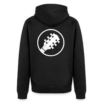 Gitarre und E-Gitarre Symbol - Unisex Premium Bio Zip Hoodie - Schwarz - Hinten - Nico (187cm)