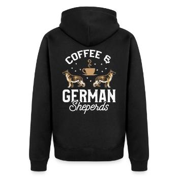 Coffee and german sheperds Coffee and German - Unisex Premium Organic Zip Hoodie - black - Back - Nico (187cm)