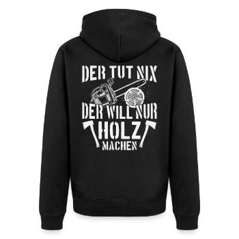 Lumberjack forest worker gift - Unisex Premium Organic Zip Hoodie - black - Back - Nico (187cm)