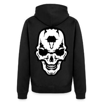 Kopf des Todes Schädel Gothic Gothic Kranich - Unisex Premium Bio Zip Hoodie - Schwarz - Hinten - Nico (187cm)