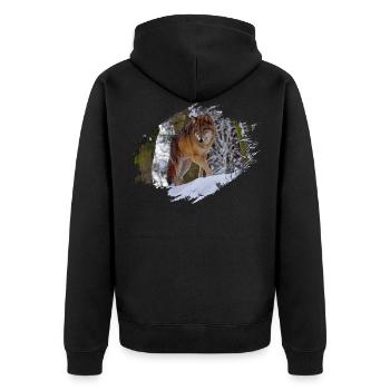 Wolf - Unisex Premium Organic Zip Hoodie - black - Back - Nico (187cm)