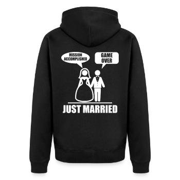Hochzeit Lustig Geschenk Braut Heirat - Unisex Premium Bio Zip Hoodie - Schwarz - Hinten - Nico (187cm)