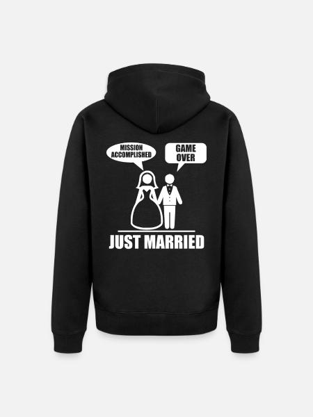 Bruiloft grappig cadeau bruid huwelijk - Premium økologisk unisex-hættejakke - sort