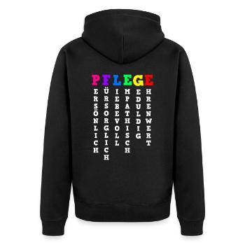 Altenpflege Definition Von Pflege - Unisex Premium Bio Zip Hoodie - Schwarz - Hinten - Nico (187cm)