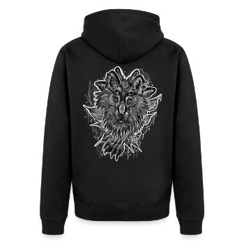 Eye Wolf - Unisex Premium Organic Zip Hoodie - black - Back - Nico (187cm)