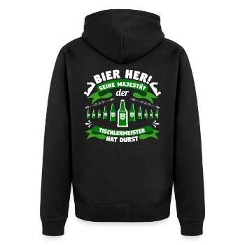 Tischlermeister Geschenk Meisterprüfung bestanden - Unisex Premium Bio Zip Hoodie - Schwarz - Hinten - Nico (187cm)