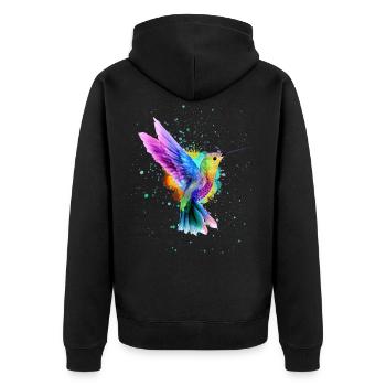 Hummingbird watercolor graffiti - Unisex Premium Organic Zip Hoodie - black - Back - Nico (187cm)