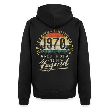 51. Geburtstag Jahrgang 1970 Legende Retro Vintage - Unisex Premium Bio Zip Hoodie - Schwarz - Hinten - Nico (187cm)