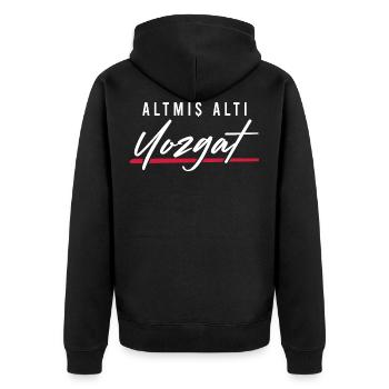 Yozgat 66 Türkei Turkiye Geschenk Urlaub TR Türk - Unisex Premium Bio Zip Hoodie - Schwarz - Hinten - Nico (187cm)