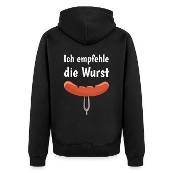 Grillen Ich Empfehle Die Wurst - Unisex Premium Bio Zip Hoodie - Schwarz - Hinten - Nico (187cm)