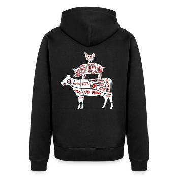 Grillen Fleischteile Huhn Schwein Rind - Unisex Premium Bio Zip Hoodie - Schwarz - Hinten - Nico (187cm)