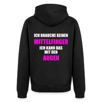 Mittelfinger Sprüche Lustig Spaß - Unisex Premium Bio Zip Hoodie - Schwarz - Hinten - Nico (187cm)